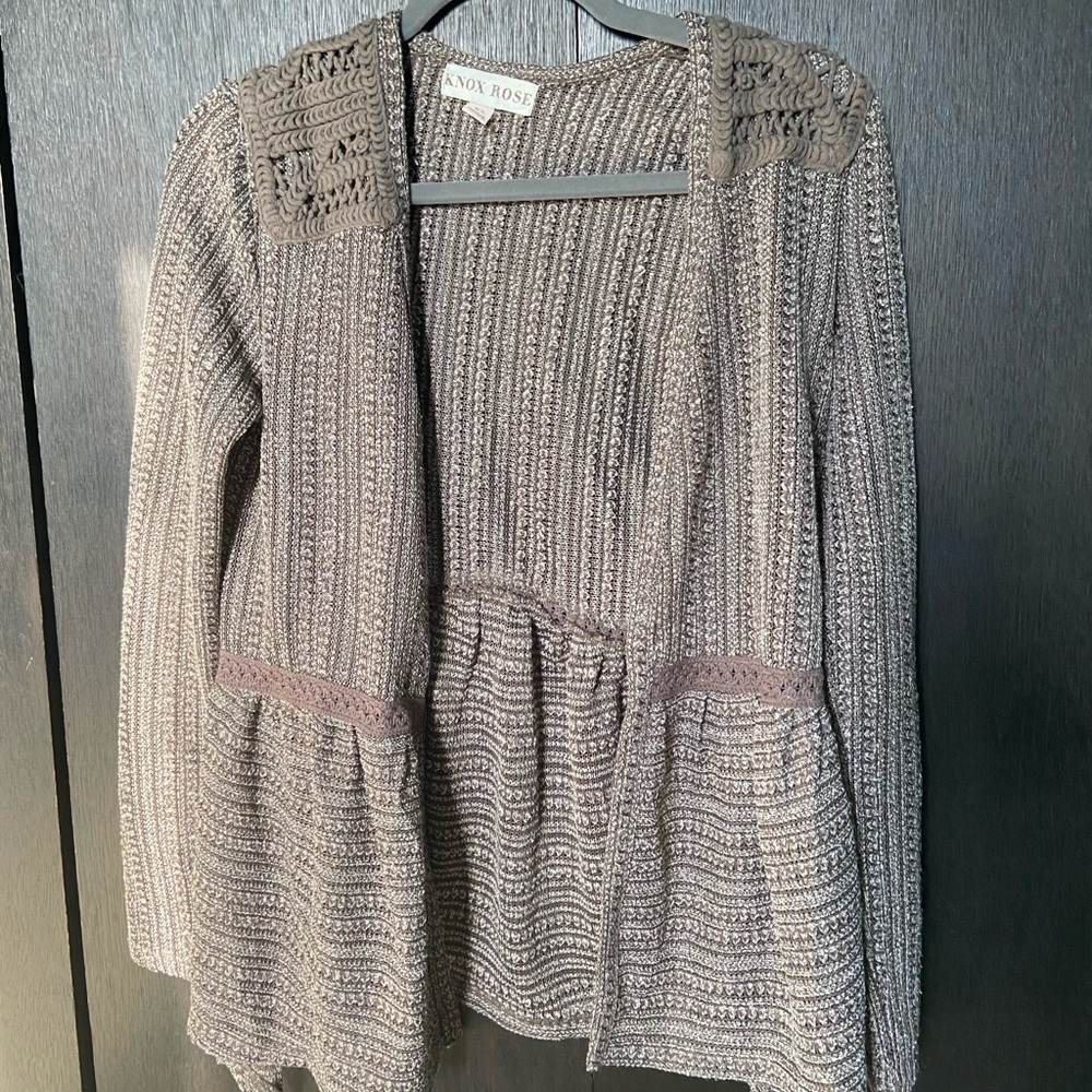 Brown and beige knitted cardigan